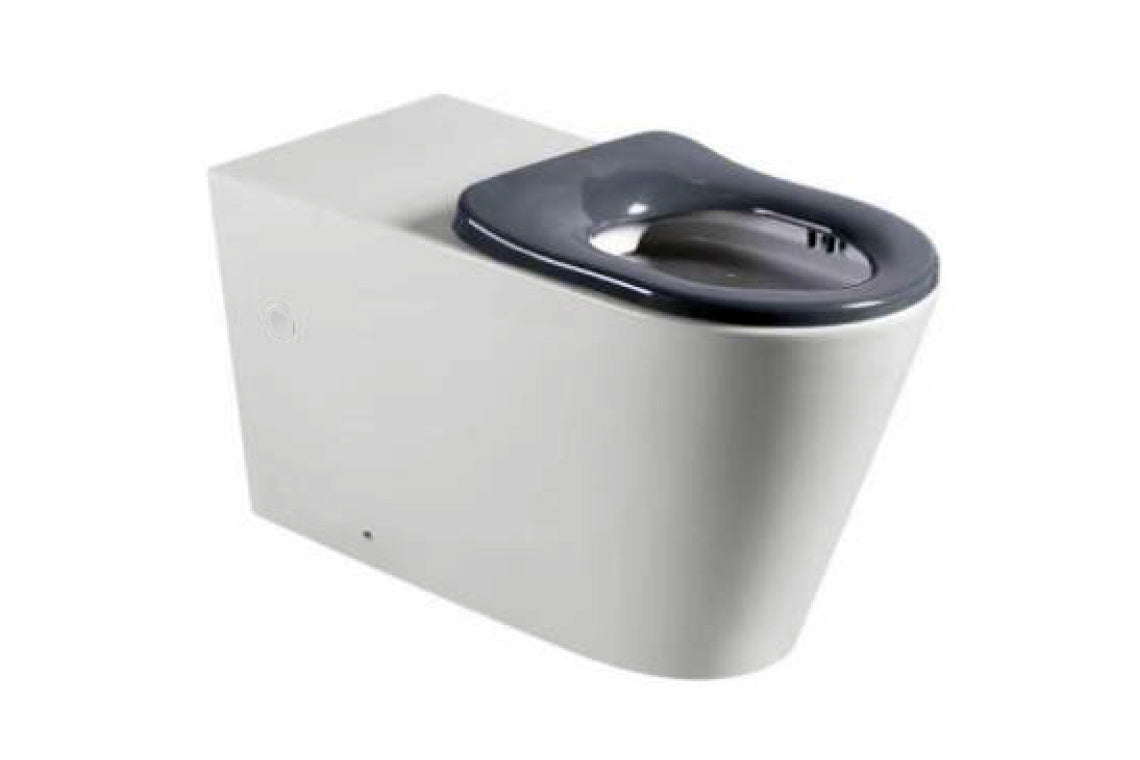 Wellbeing 800 Wall Faced Pan - Grey - Single Flap Seat