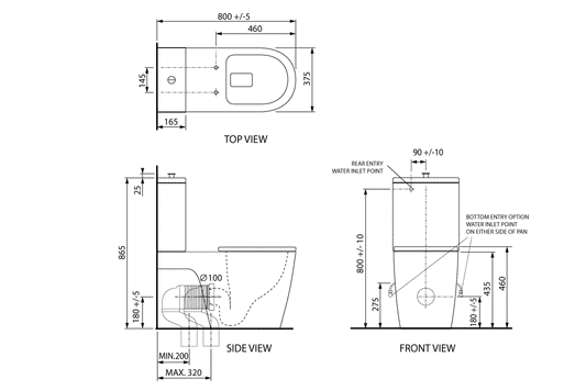 Wellbeing 800 Close Coupled Back-to-Wall Toilet Suite with Grey Single Flap Seat
