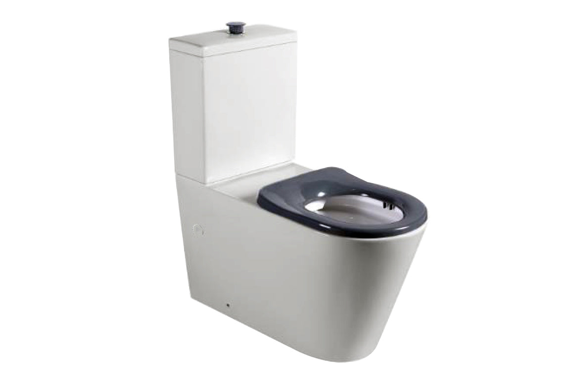 Wellbeing 800 Close Coupled Back-to-Wall Toilet Suite with Grey Single Flap Seat & WELLBEING800CCWC