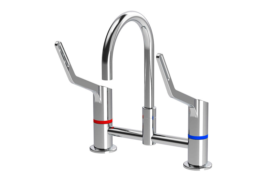 Wellbeing Leva 150mm Type 50 Hob Mounted Exposed - Mixing Set - Jumper Valve