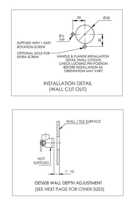 Secure Ligature Resistant Recess Adaptor - 1/4 Turn Ceramic Disc