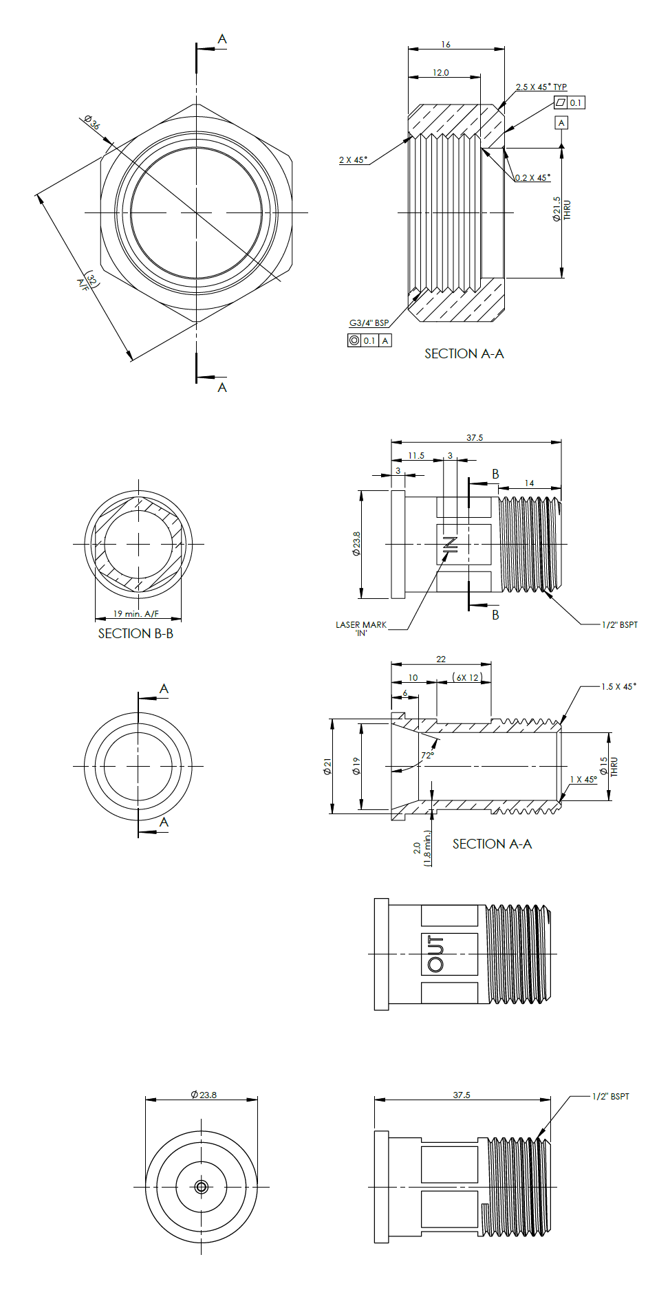 Hydrus Kit-Gasket Inlt/Outlt 2Xnut Dn15