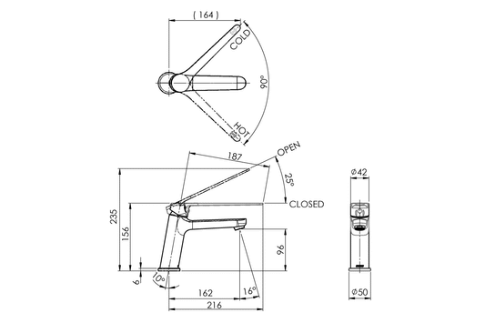 Amara Basin Mixer with Extended Handle