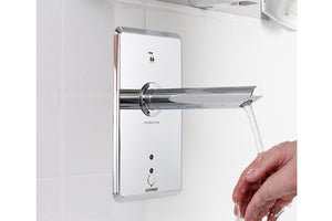 Aquablend eSQX Touch-Free Auto Sense Point-of-Use Thermostatic Wall Mixer 230mm Spout Front of Wall