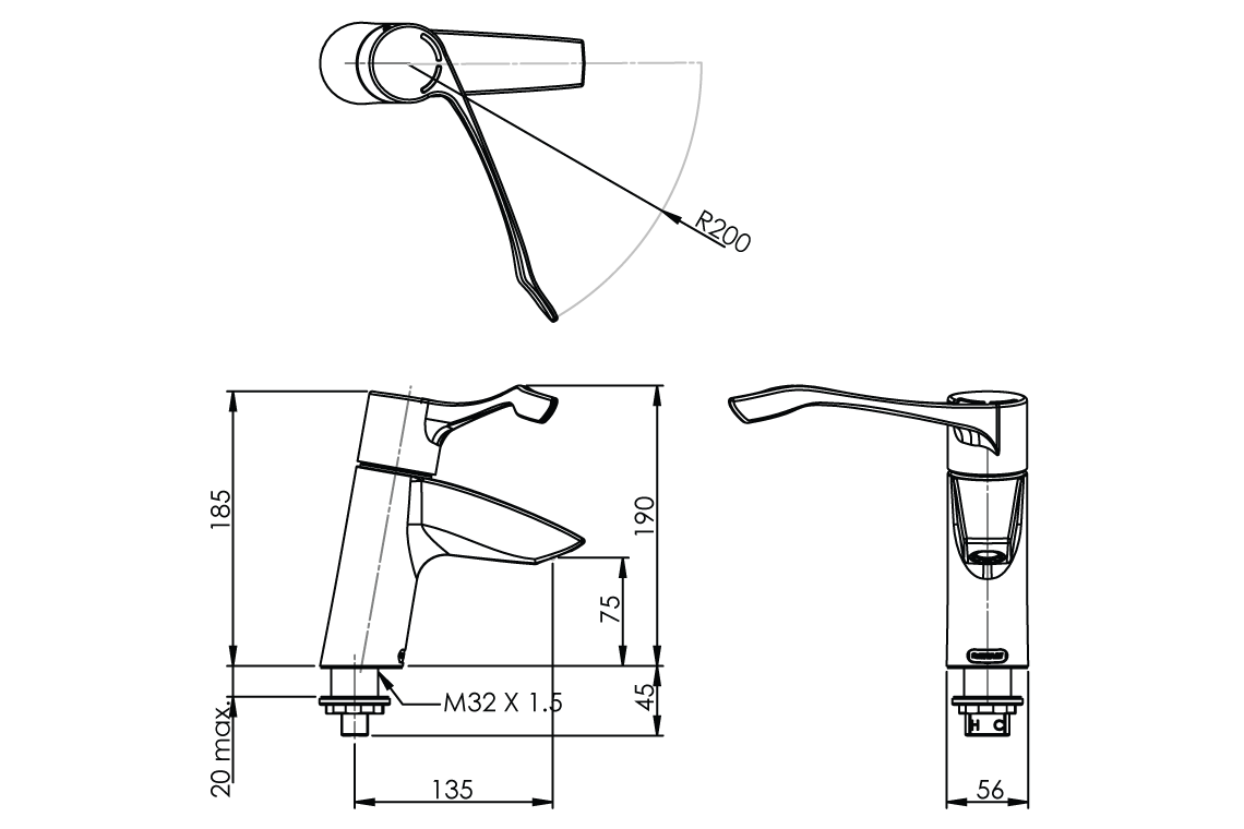 Aquablend: SQX - Mixer with Extended Lever Handle