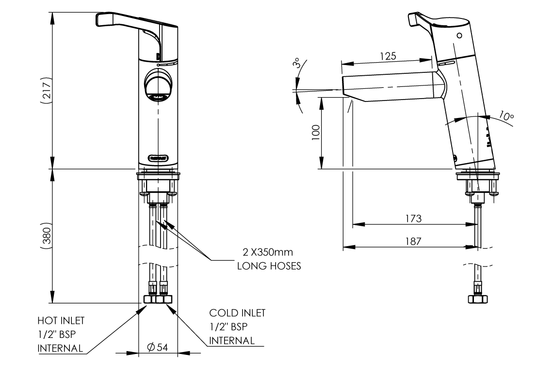 Aquablend SQX Lead Free Thermostatic Basin Mixer with 100mm Lever Handle 4/6lpm Laminar Flow