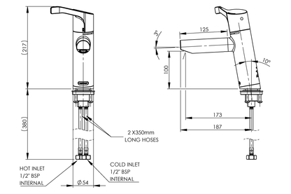 Aquablend SQX Lead Free Thermostatic Basin Mixer with 100mm Lever Handle 4/6lpm Laminar Flow