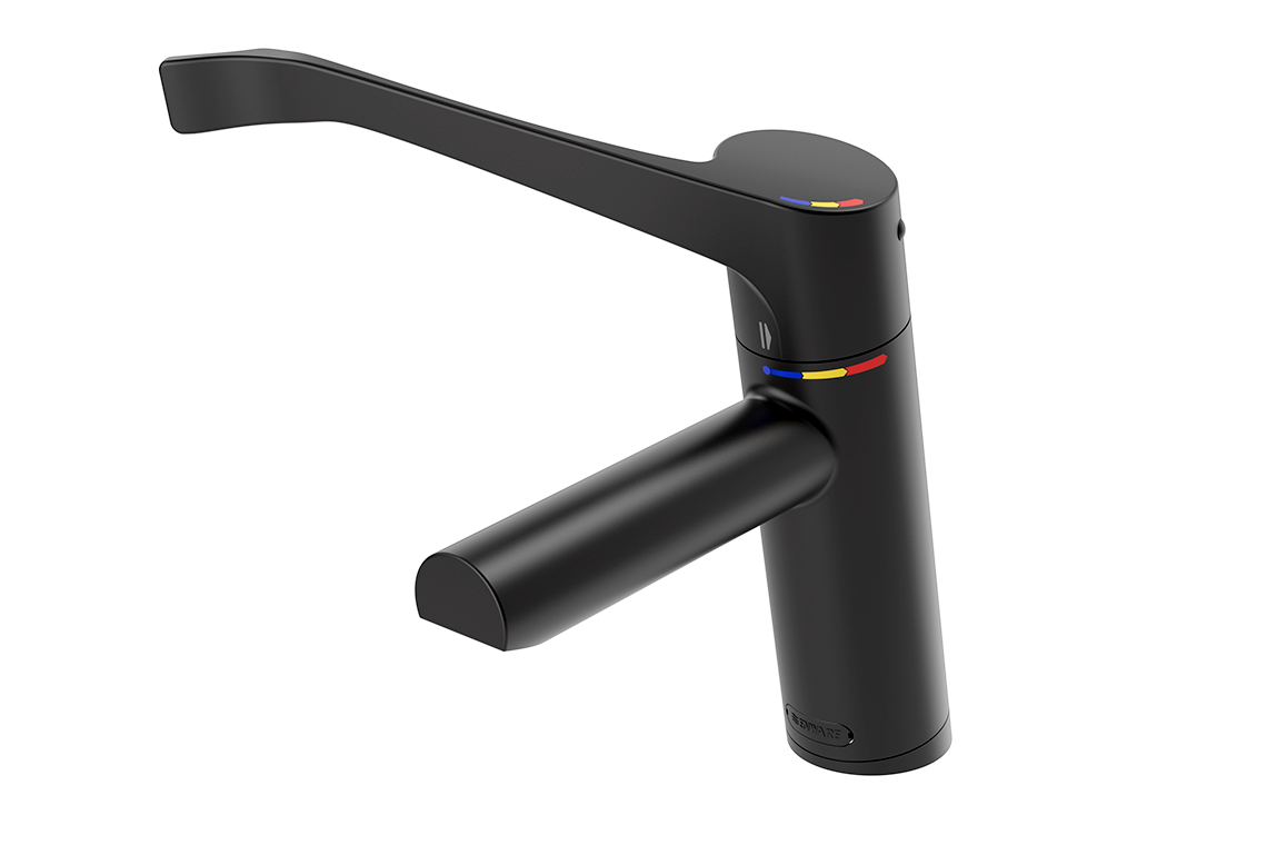 Aquablend SQX Lead Free Thermostatic Basin Mixer with 200mm Lever Handle 4/6lpm Laminar Flow Matt Black