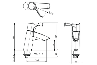 Aquablend SQX Thermostatic Basin Mixer with 100mm Lever Handle
