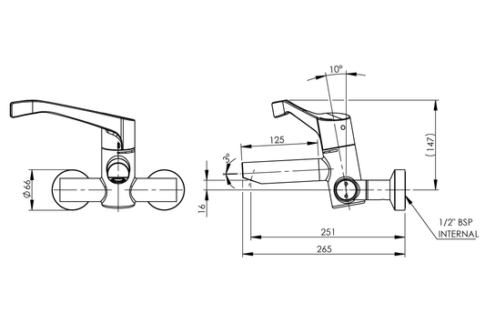 Aquablend SQX Lead Free Thermostatic Surgeon Mixer with 200mm Lever Handle 4/6lpm Laminar Flow