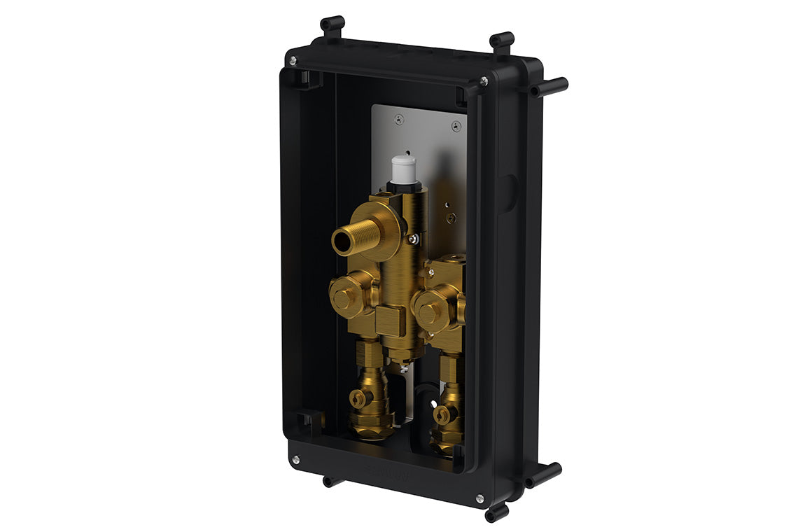 Aquablend eSQX LF Touch-Free Point-of-Use Thermostatic Wall Mixer Thermal Flush - Back of Wall Component - 9V Mains