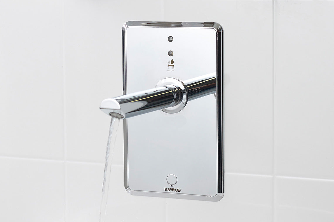 Aquablend: eSQX - Touch-Free - On Demand Sensor - Point-of-Use Thermostatic Wall Mixer - Back of Wall - Mains
