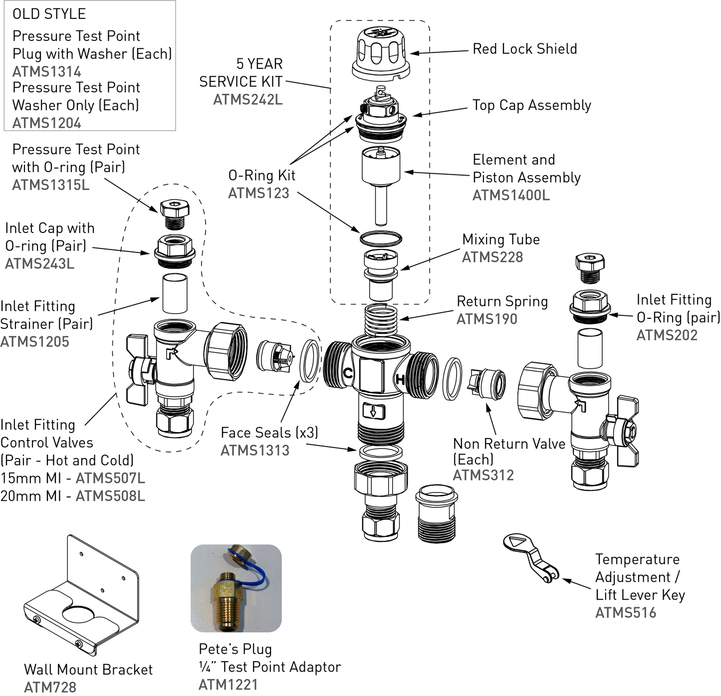 Aquablend: 1500 Lead Free Thermostatic Mixing Valve with Thermal Flush Lift Lever