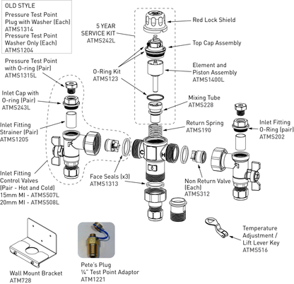 Aquablend: 1500 Lead Free Thermostatic Mixing Valve with Thermal Flush Lift Lever