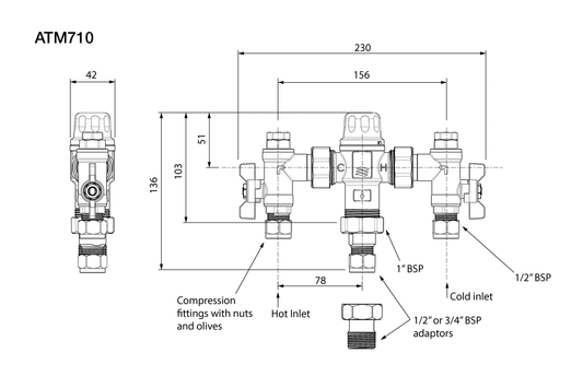Aquablend: 1000 Lead Free Thermostatic Mixing Valve