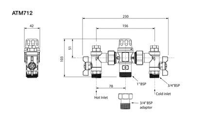 Aquablend: 1000 Lead Free Thermostatic Mixing Valve