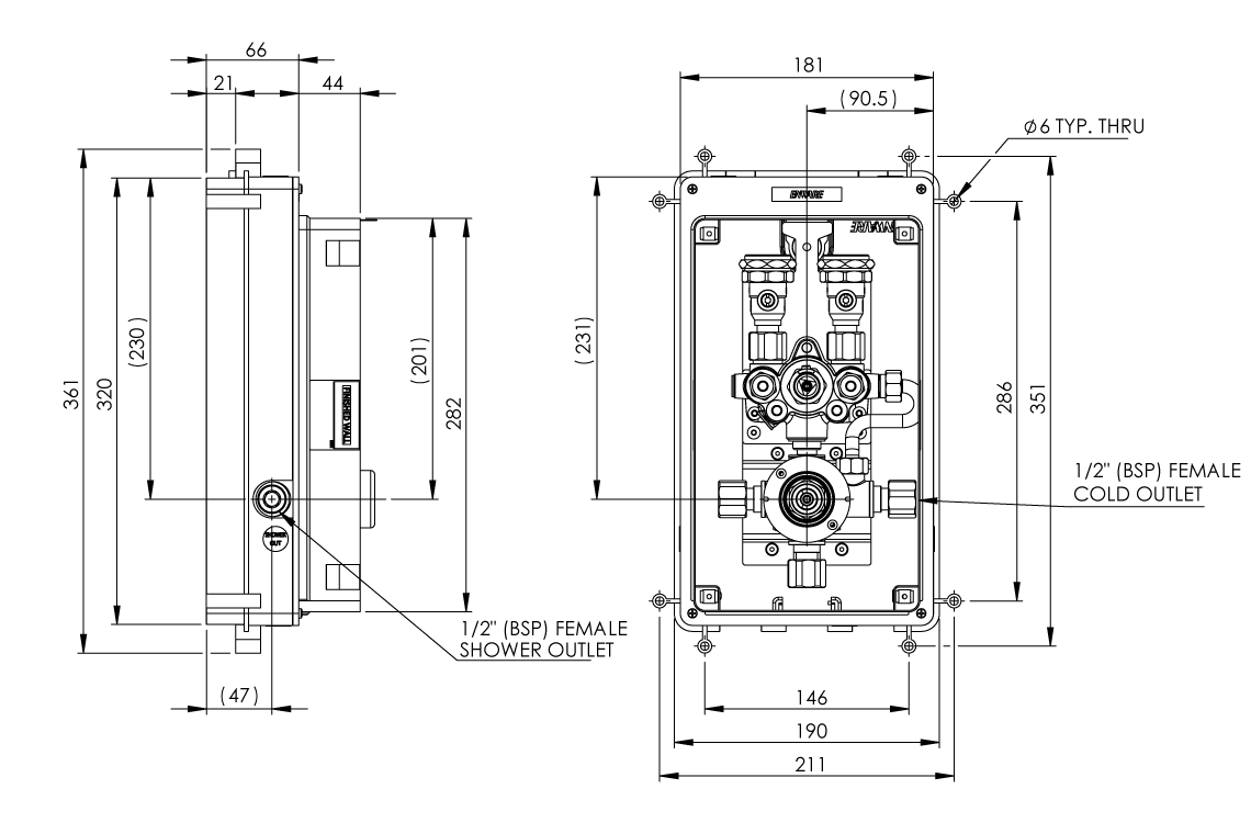 Aquablend Restore Thermostatic Sequential Wall Mixer - Back-of-Wall Assembly
