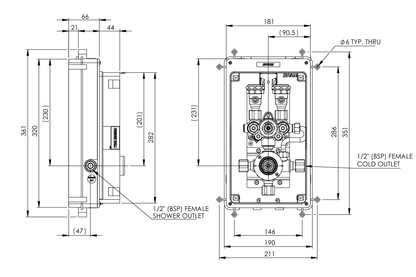 Aquablend Restore Thermostatic Sequential Wall Mixer - Back-of-Wall Assembly