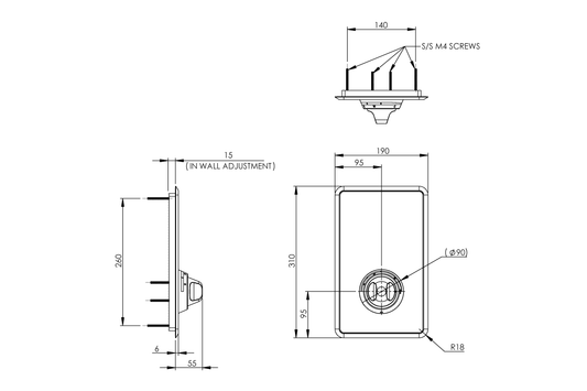 Aquablend Restore Thermostatic Sequential Wall Mixer - Front-of-Wall Assembly