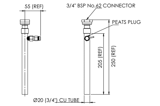 Aquablend - 20mm Outlet Tail with Pete's Plug
