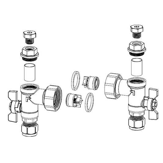 Aquablend - 1000/1500 Inlet Fitting Control Valves 15mm MI Hot and Cold Lead Free