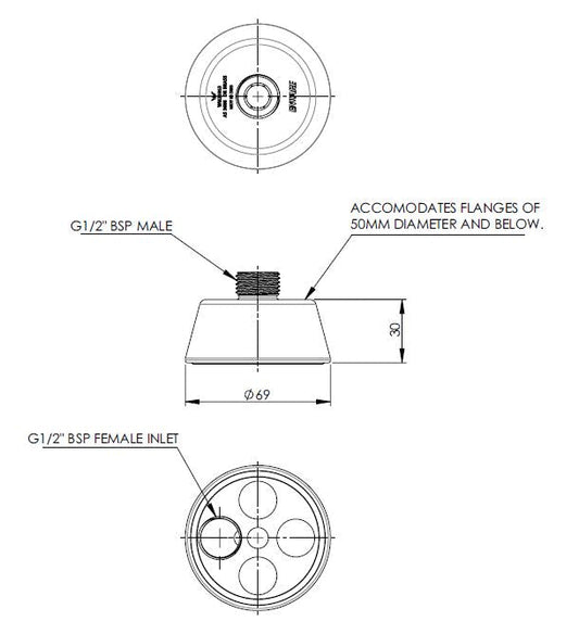Offset Wall Inlet (Also Suits Lev)Ea