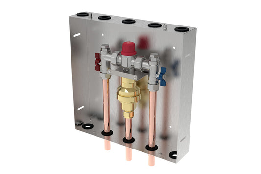 Aquablend 1500 TMV - Thermal Flush - 350x350 SS Cabinet - HW/CW/WW Pipes at Bottom - Smartflow - No Lid