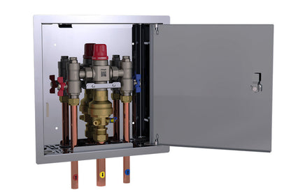 Aquablend 2500 Megamix  Smartflow TMV in Stainless Steel Hinged Lid Cabinet 20mm Inlet/25mm Outlet Tails