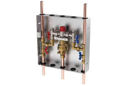 Aquablend 1500 TMV - Lift Lever Thermal Flush - in 350 X350 SS Cabinet - HW/CW Inlets at Top, BYPASS/WW Pipes at Bottom - Smart Flow - No Lid