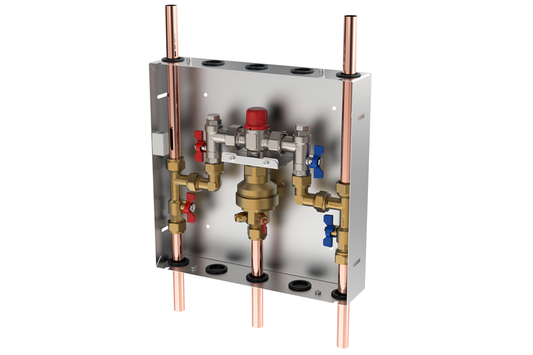 Aquablend 1500 TMV - Lift Lever Thermal Flush - in 350 X350 SS Cabinet - HW/CW Inlets at Top, BYPASS/WW Pipes at Bottom - Smart Flow - No Lid