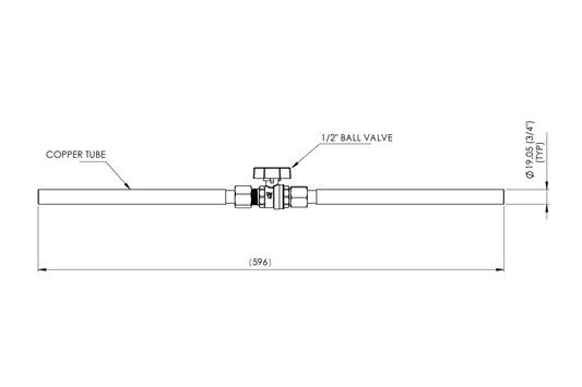 Ball Valve Assembly with 20mm Inlet and Outlet Tails