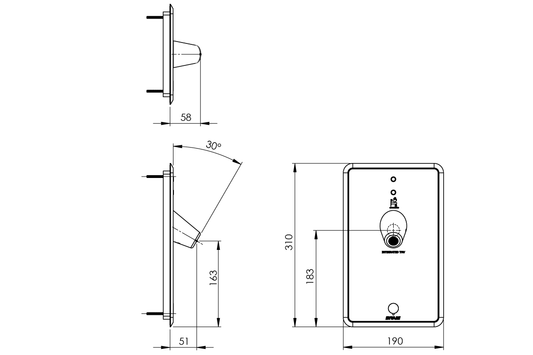 Aquablend eSQX Touch Free On-Demand Sensor Front-of-Wall Component with Custodian Basin Outlet - 8Lpm