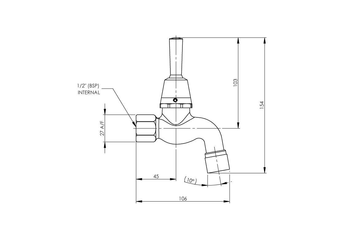 Type 47 Self Closing Bib Tap - Lever Action