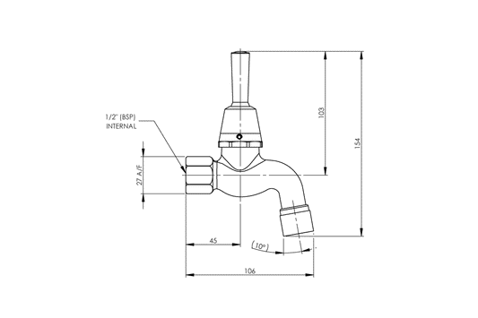 Type 47 Self Closing Bib Tap - Lever Action