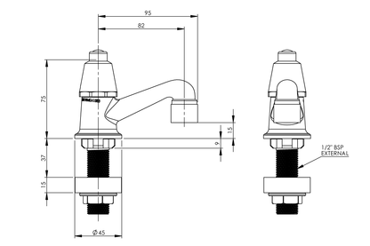 Type 48 Spring Action Pillar Tap - Button Action