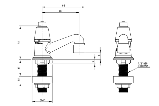 Type 48 Spring Action Pillar Tap - Button Action