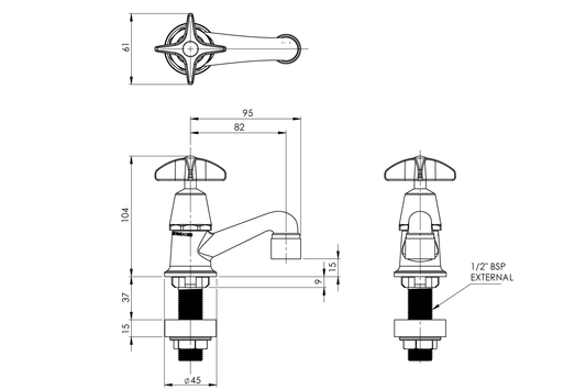 Type 48 Spring Action Pillar Tap - Cam Action