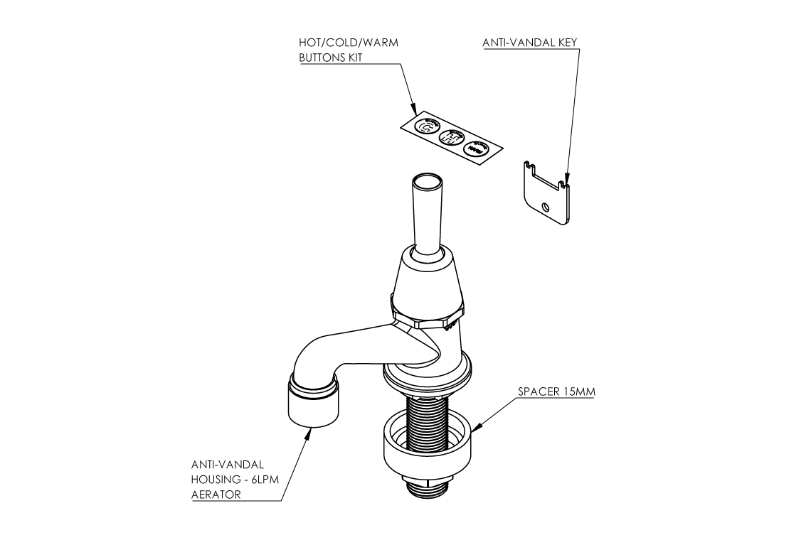 Type 48 Spring Action Pillar Tap 15mm - Lever Action