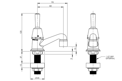 Type 48 Spring Action Pillar Tap 15mm - Lever Action