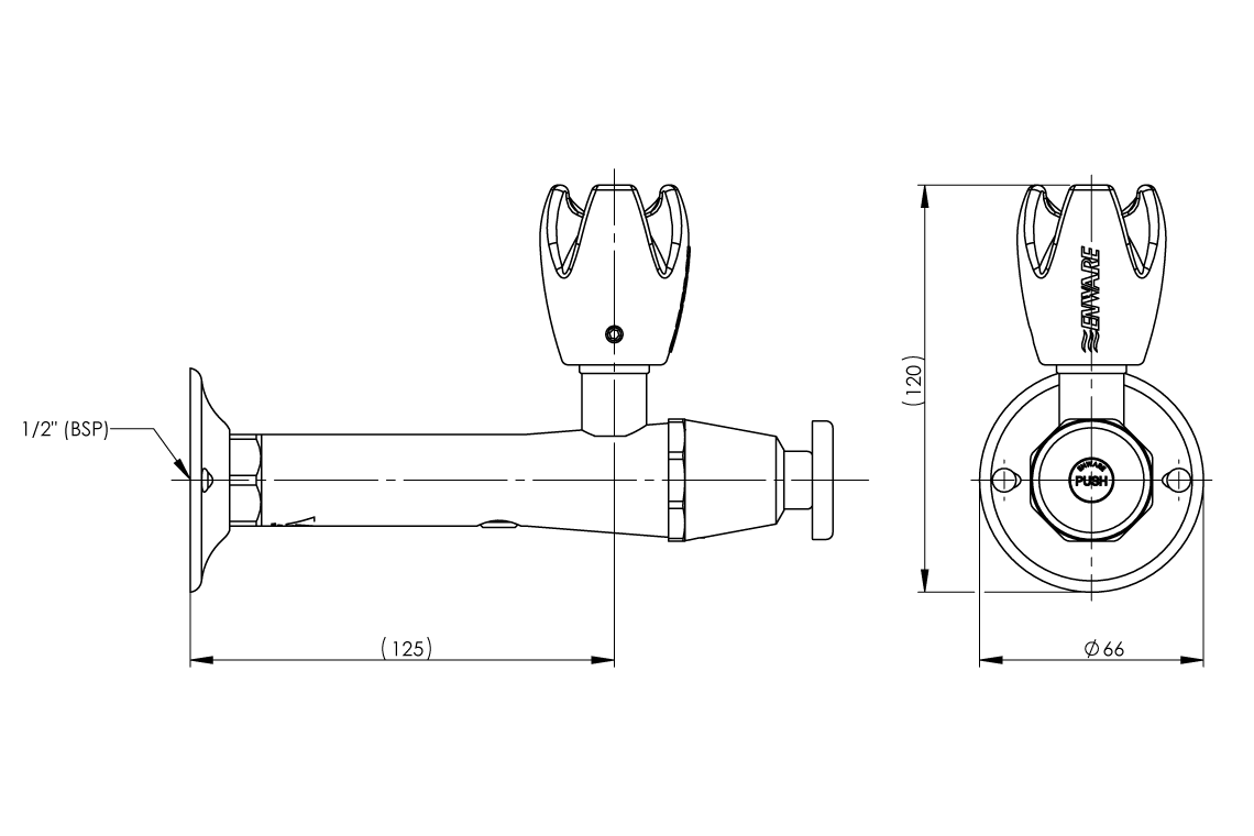 Type 100 Wall Mounted Rubber Guard Bubbler - Push Button