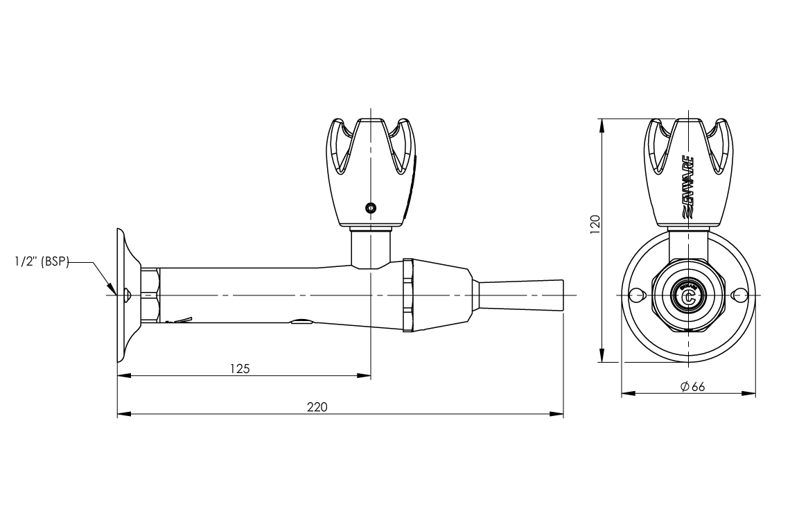 Type 100 Wall Mounted Rubber Guard Bubbler - Lever Action