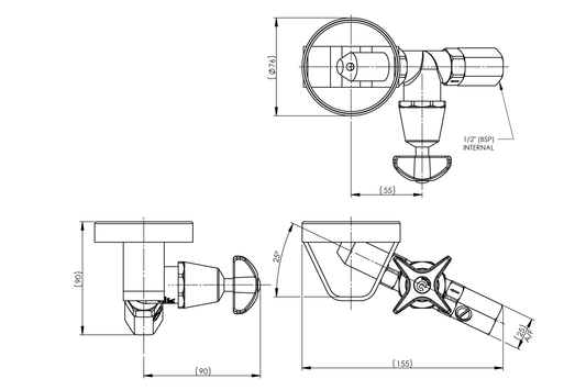 Type 63 Angled Bubbler - Cam Action for Wallsend Trough