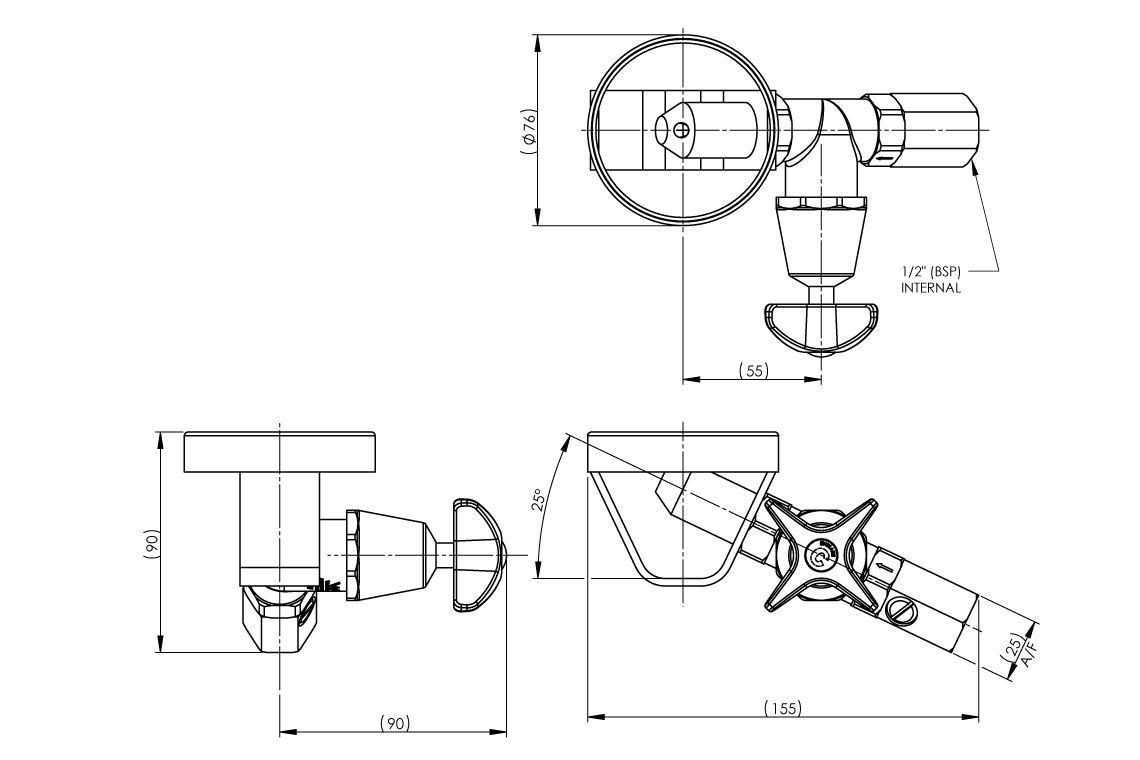Type 63 Angled Bubbler - Cam Action for Wallsend Trough