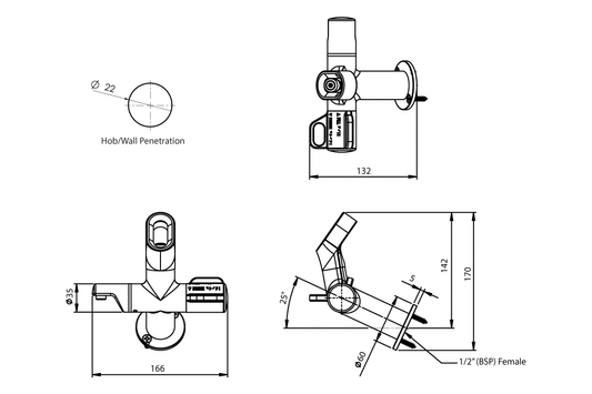 Blueline: Type 63 Angled Bubbler for Wallsend Trough  - Rubber Guard Bubbler with integrated Bottle Filler