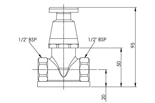 Foot Operated Stop Tap - 90 Degree Female & Female 15mm