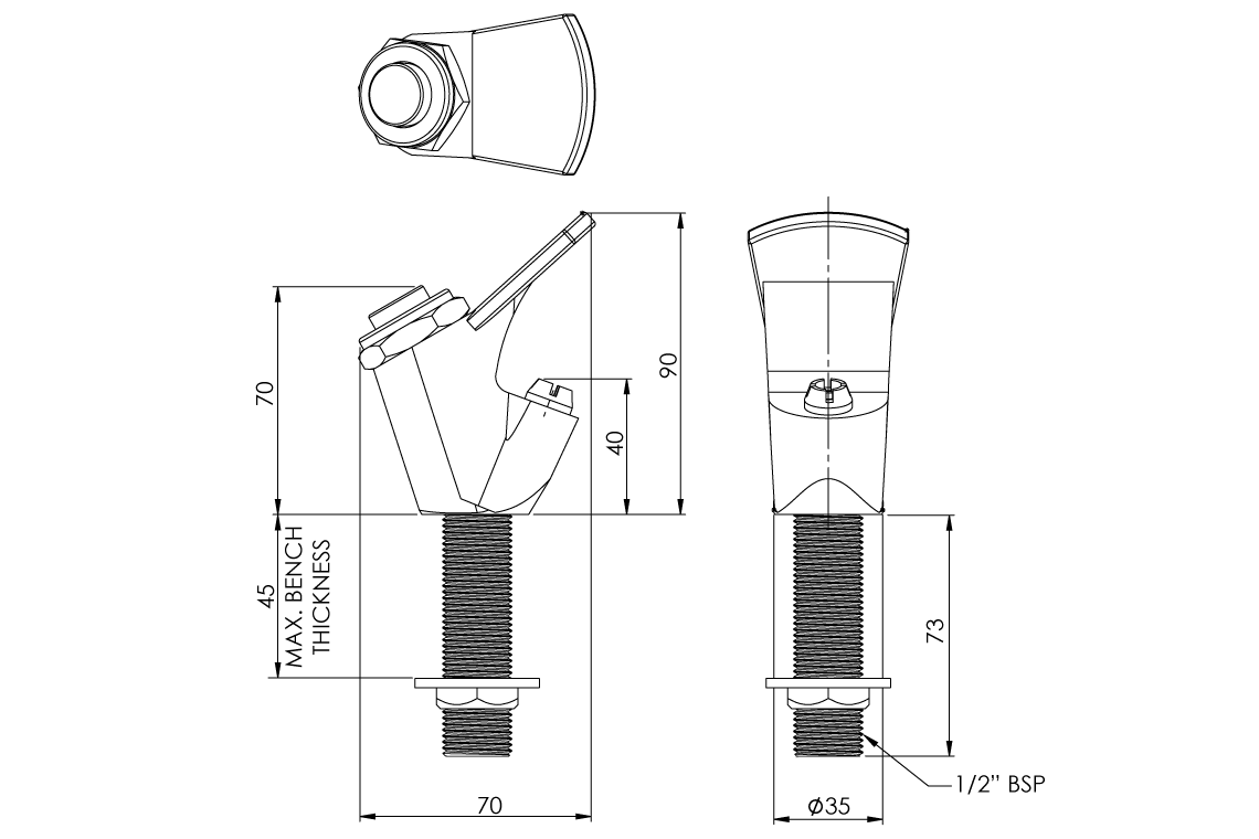 Hob Mounted Bubbler - Push Button