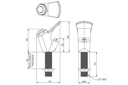 Hob Mounted Bubbler - Push Button