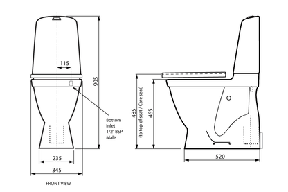 Care 700 Series Toilet S-Trap Raised Height with White Soft Close Seat