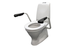 Care 720 Raised Height Toilet, S Trap, Single Flap White Seat, White Support Arms