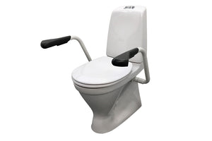 Care 720 Raised Height Toilet, S Trap, Double Flap White Care Seat, White Support Arms